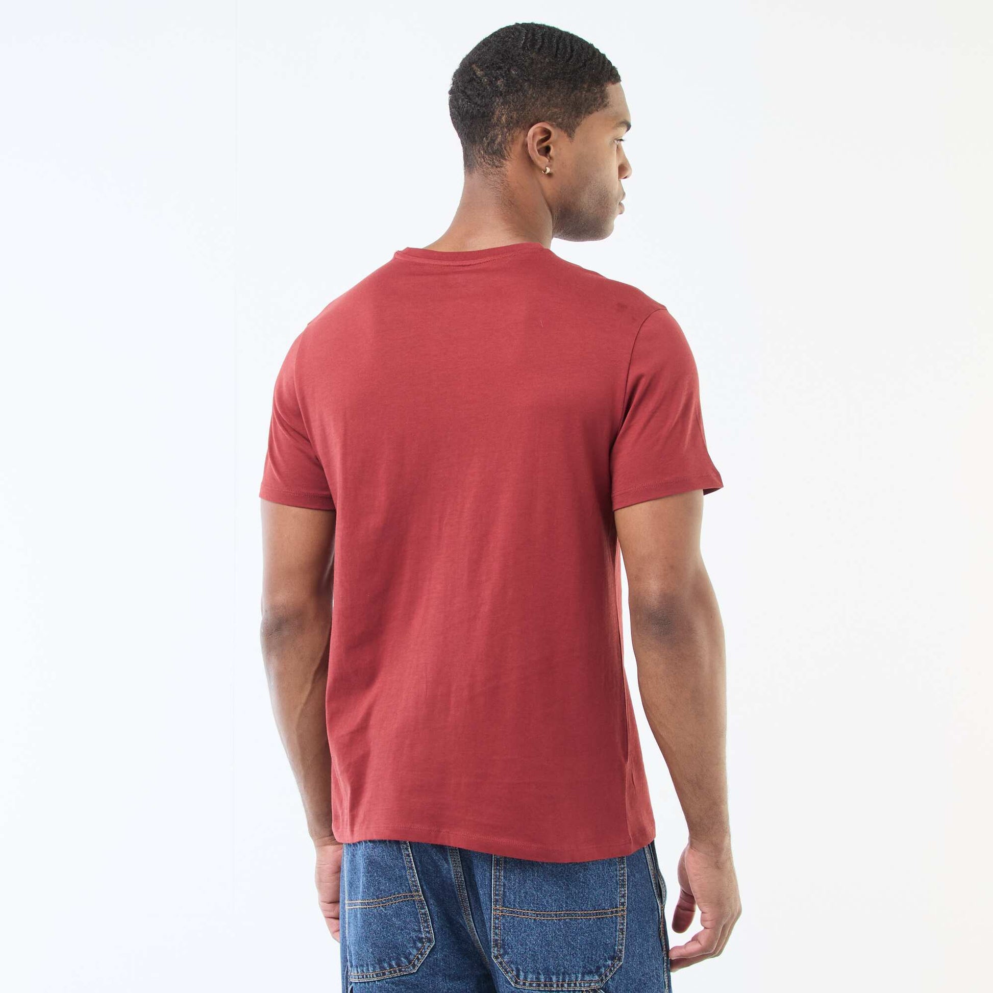 Plain jersey straight T-shirt RED