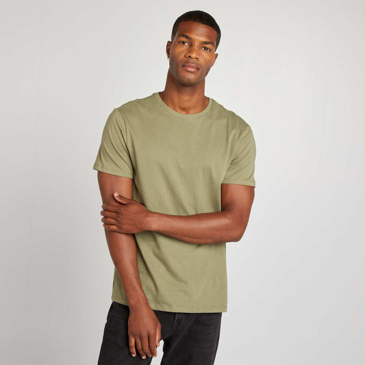 Plain jersey straight T-shirt lichen green