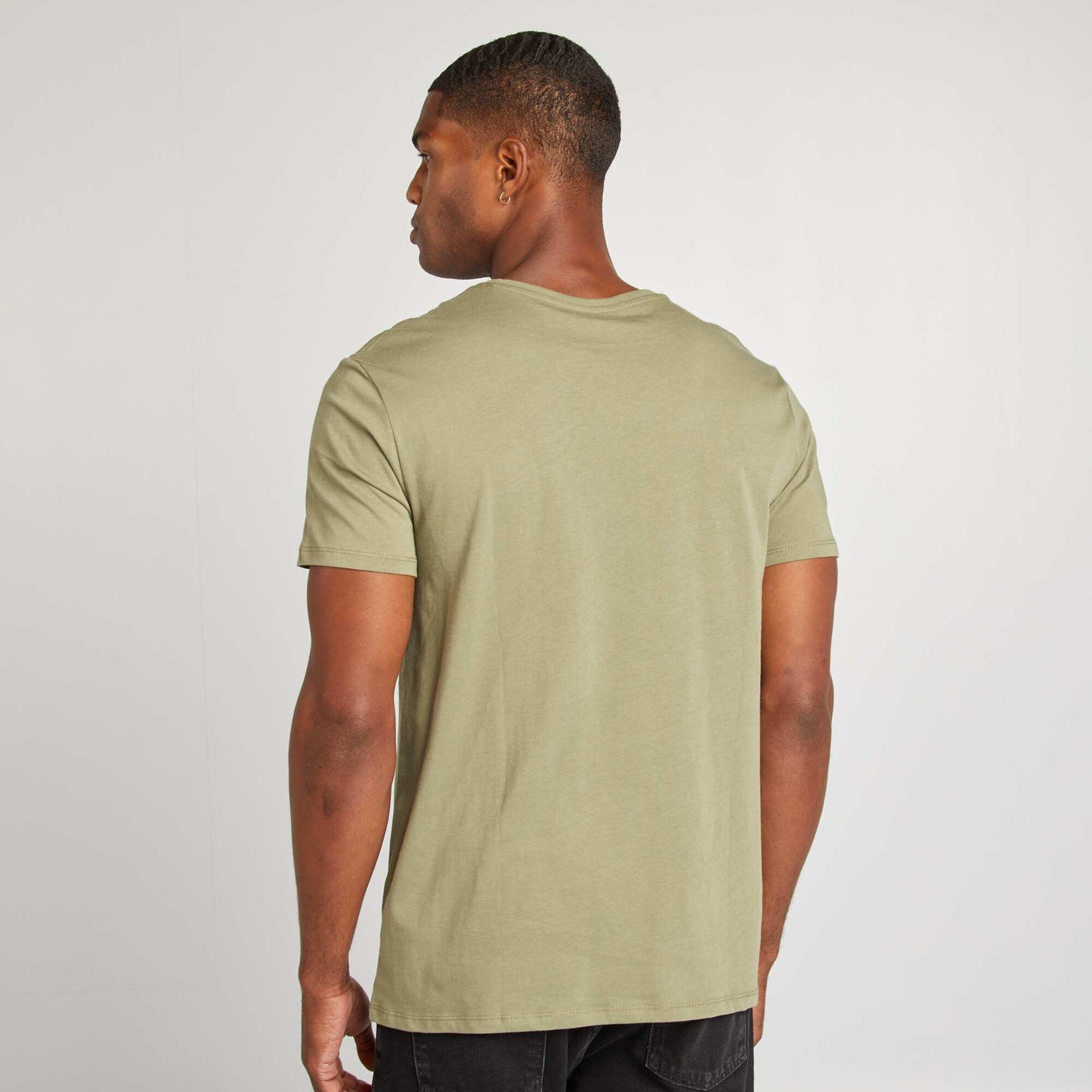 Plain jersey straight T-shirt lichen green