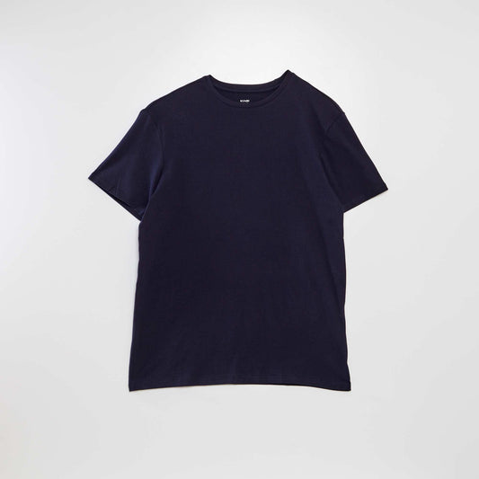 Plain jersey straight T-shirt dark blue