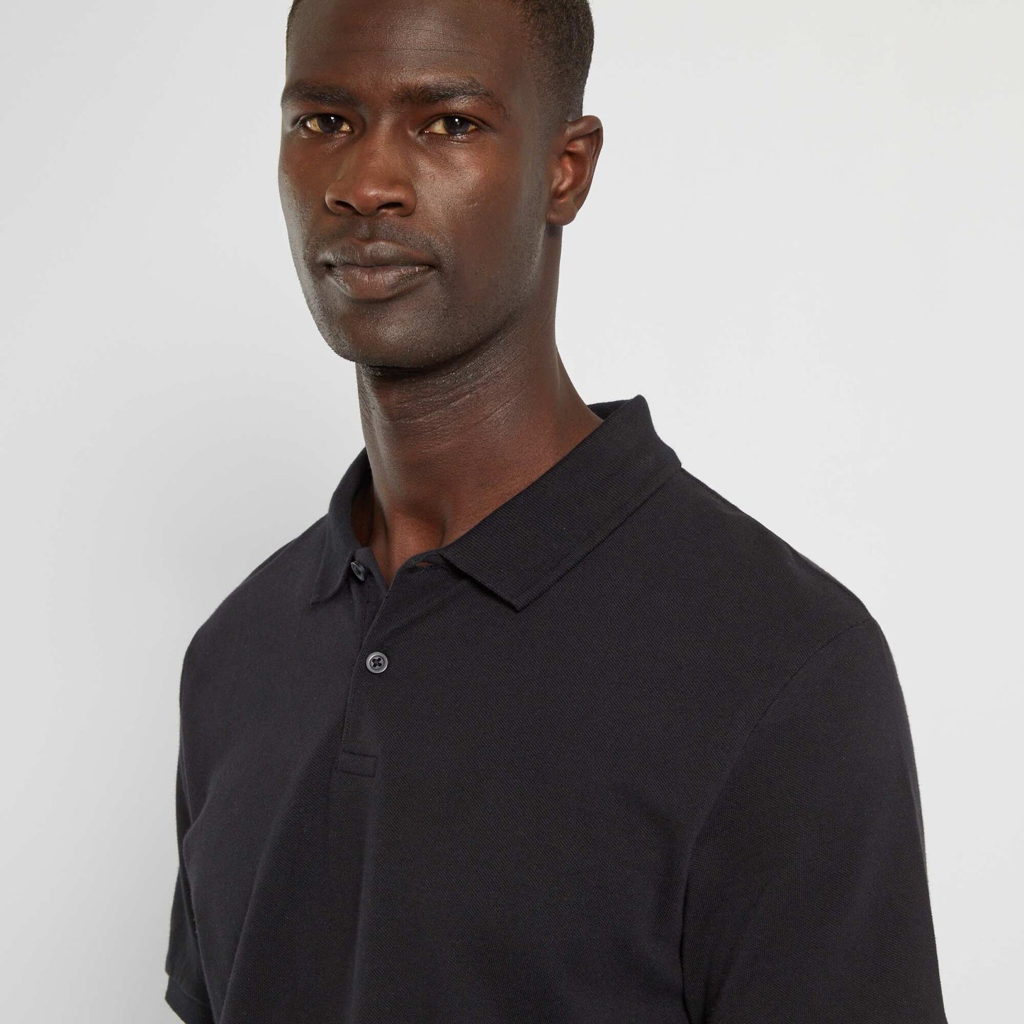 Cotton piqué polo shirt black