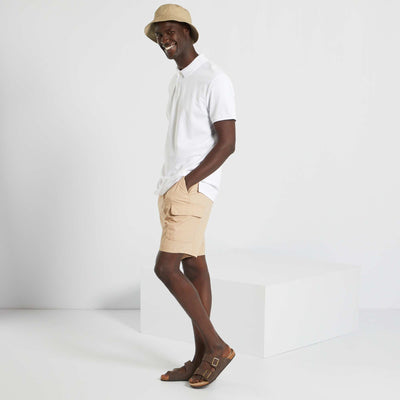 قميص بولو بيكيه قطني أبيض