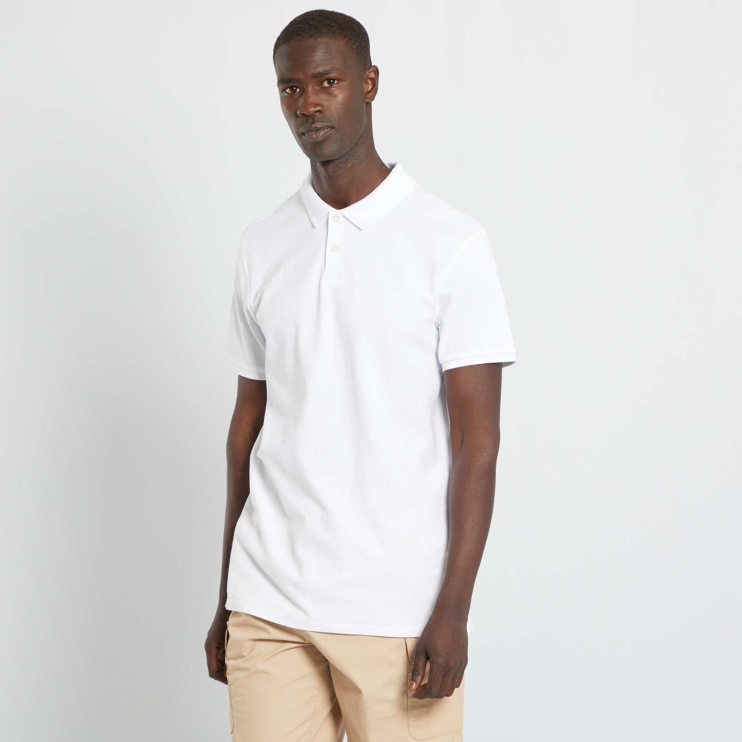 Cotton piqué polo shirt white