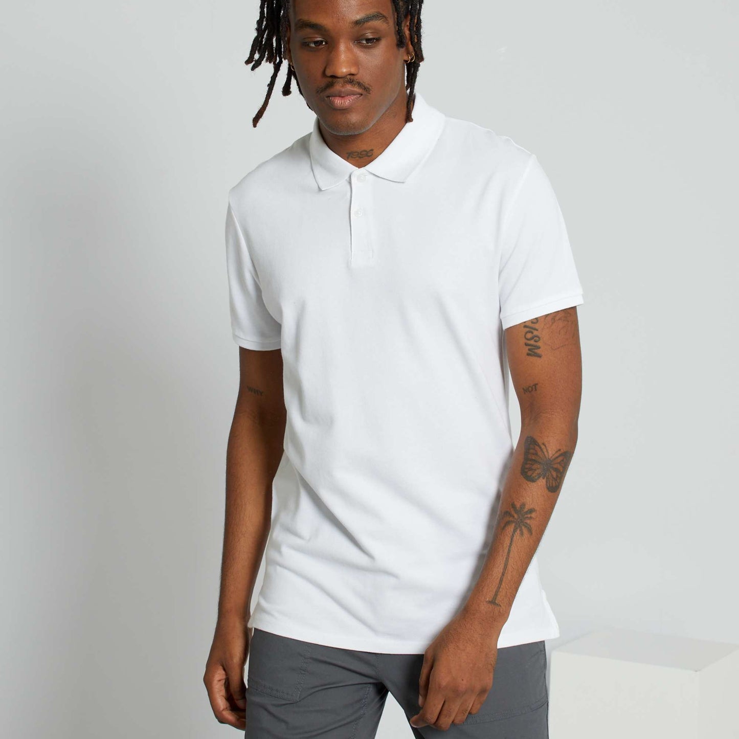 Cotton piqué polo shirt white