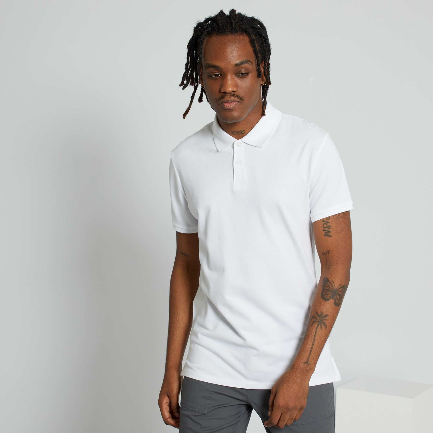 Cotton piqué polo shirt white