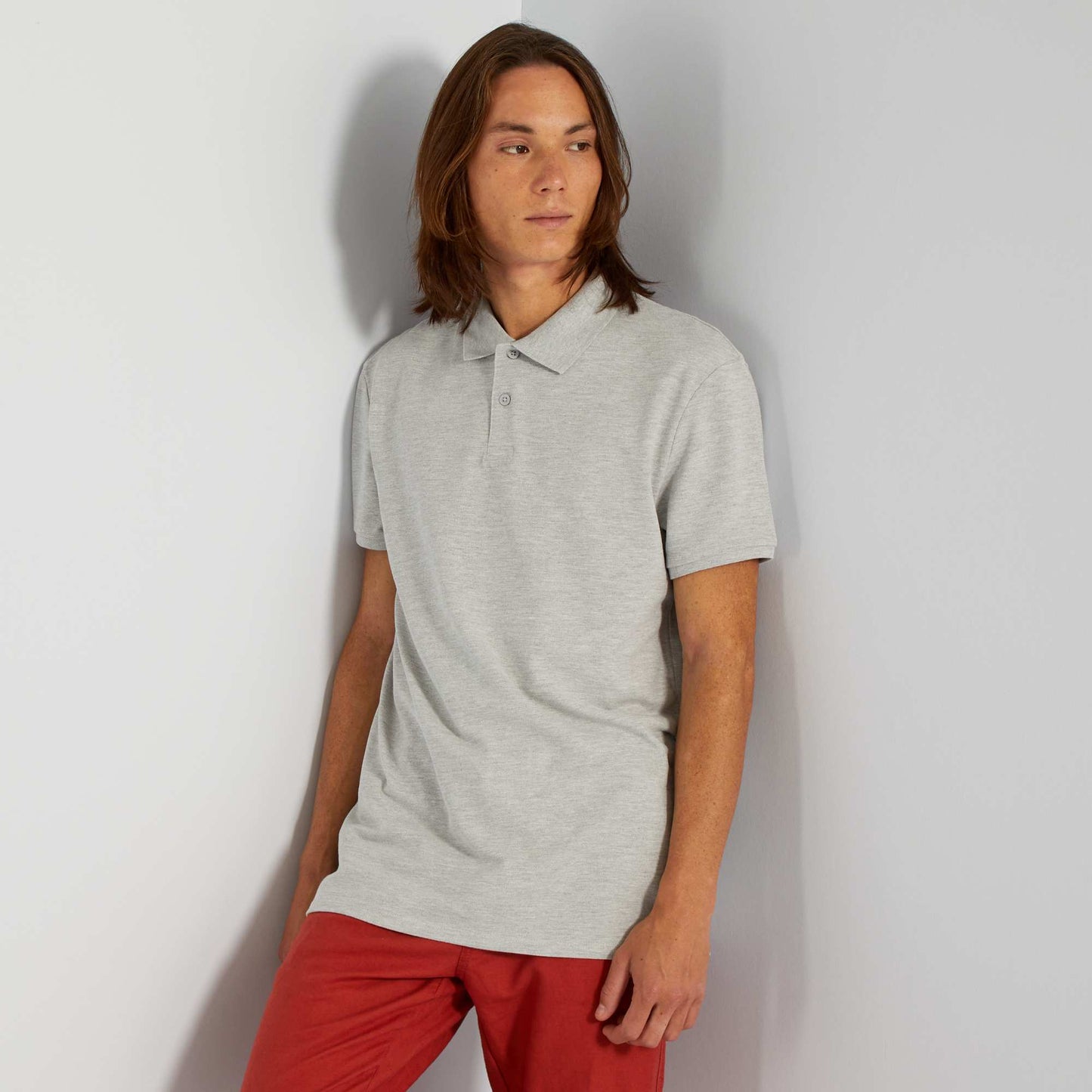 Cotton piqué polo shirt GREY