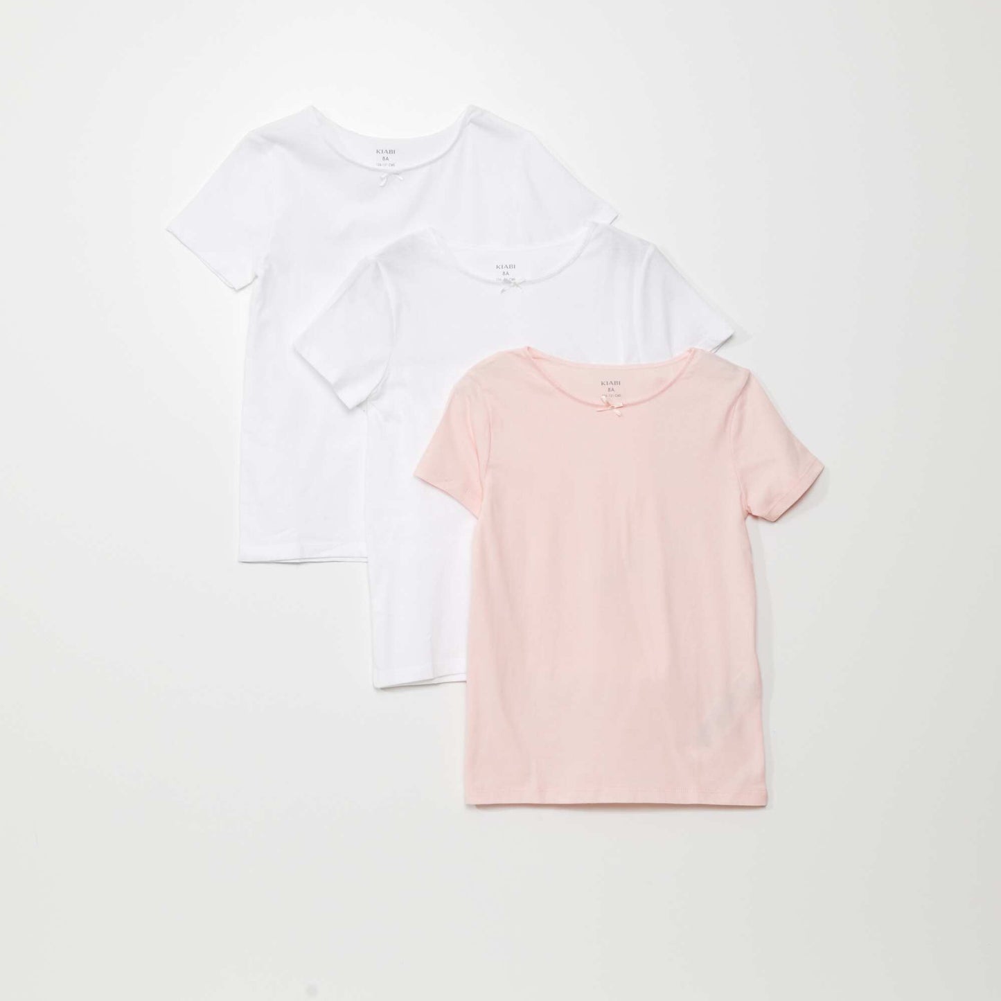 Pack of 3 block colour T-shirts white/pink