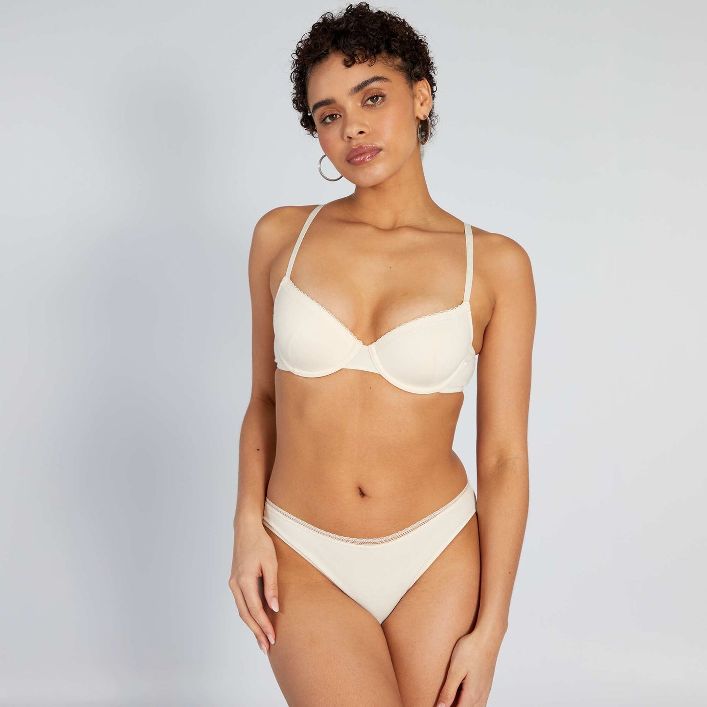 Padded cotton bra BEIGE