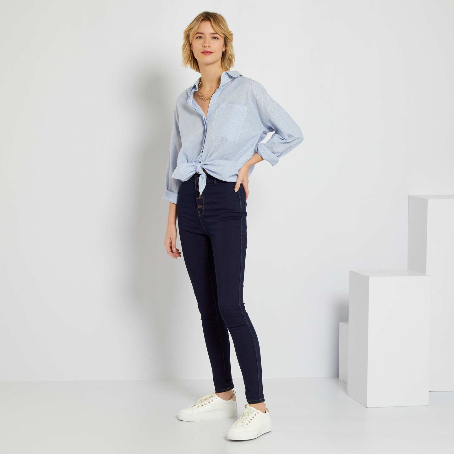 Sculpting-effect skinny jeans BLUE