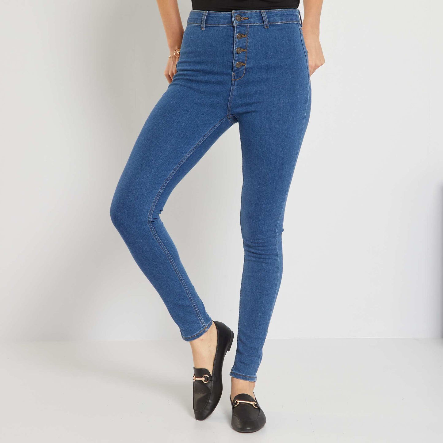 Sculpting-effect skinny jeans BLUE