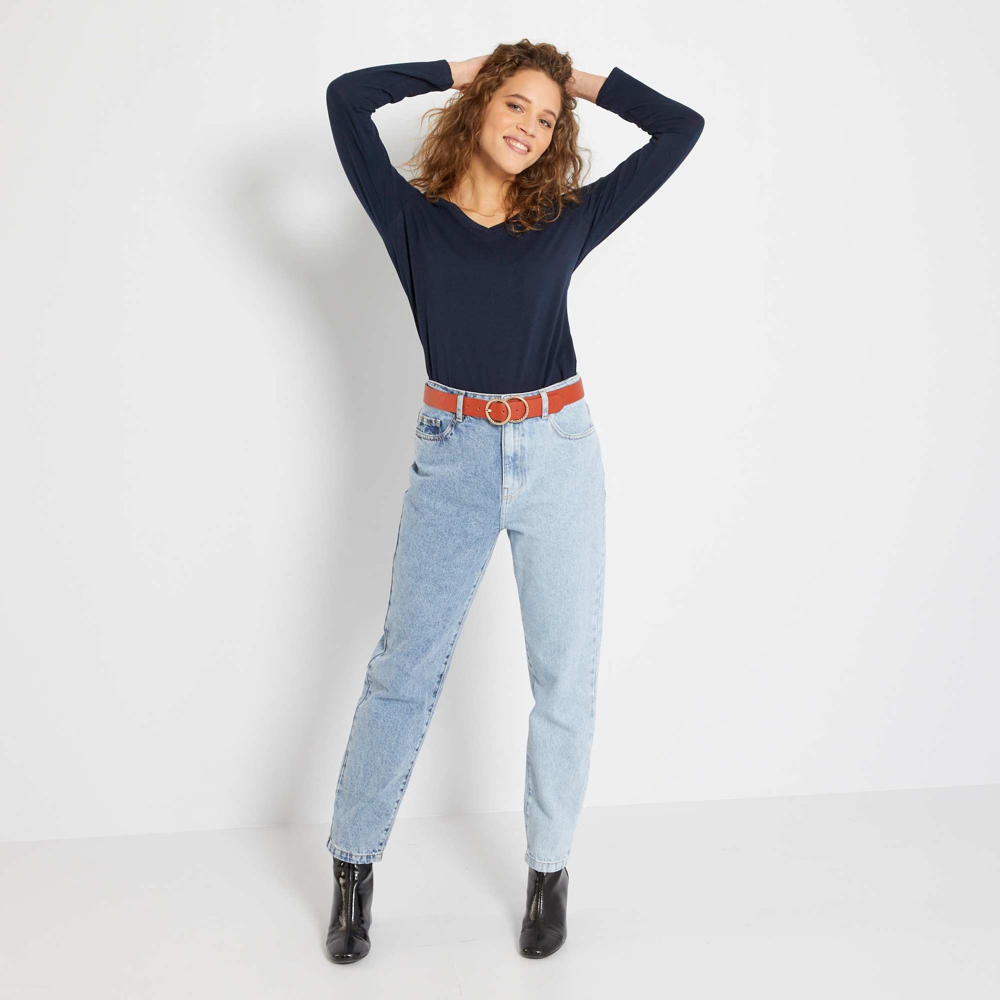 V-neck T-shirt BLUE
