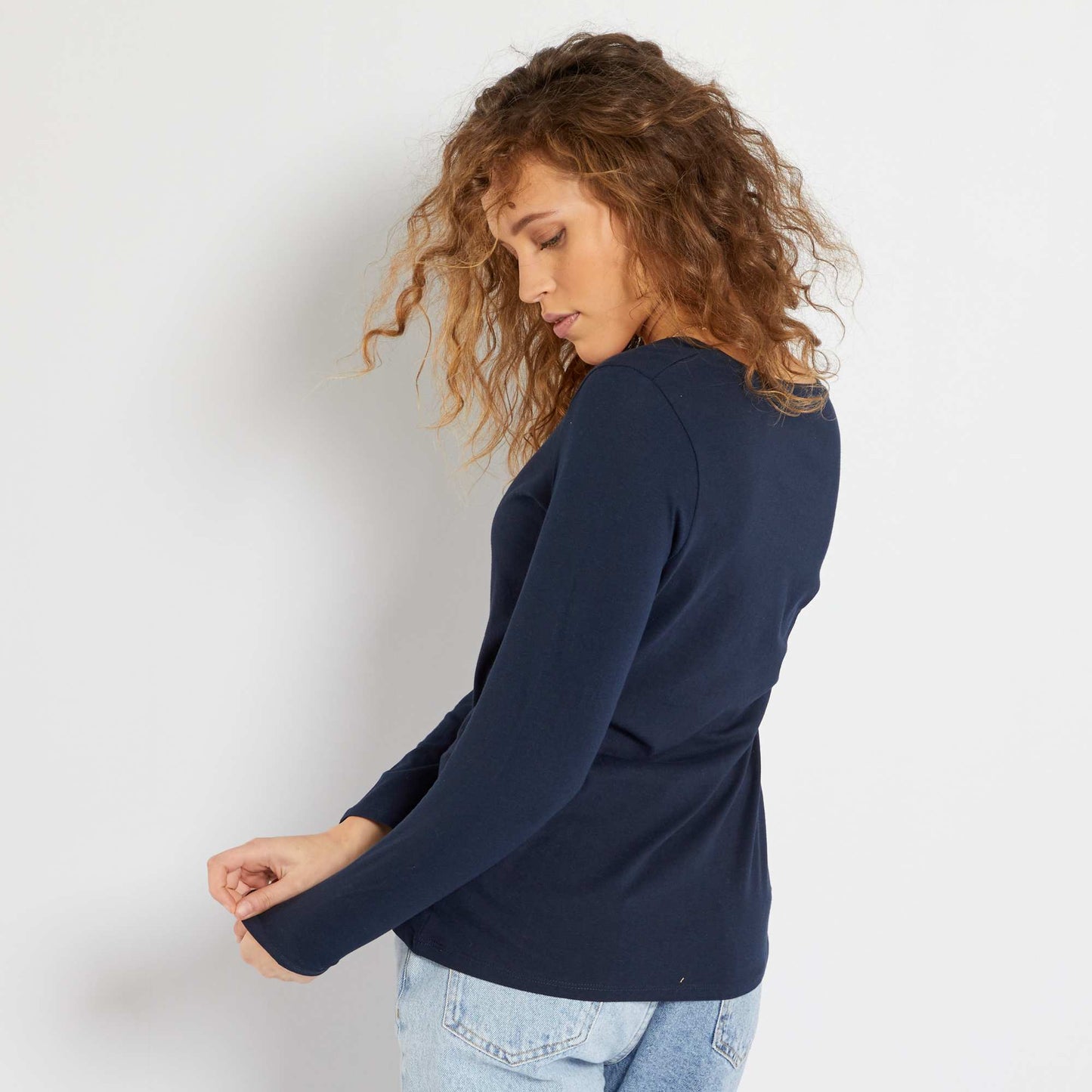 V-neck T-shirt BLUE