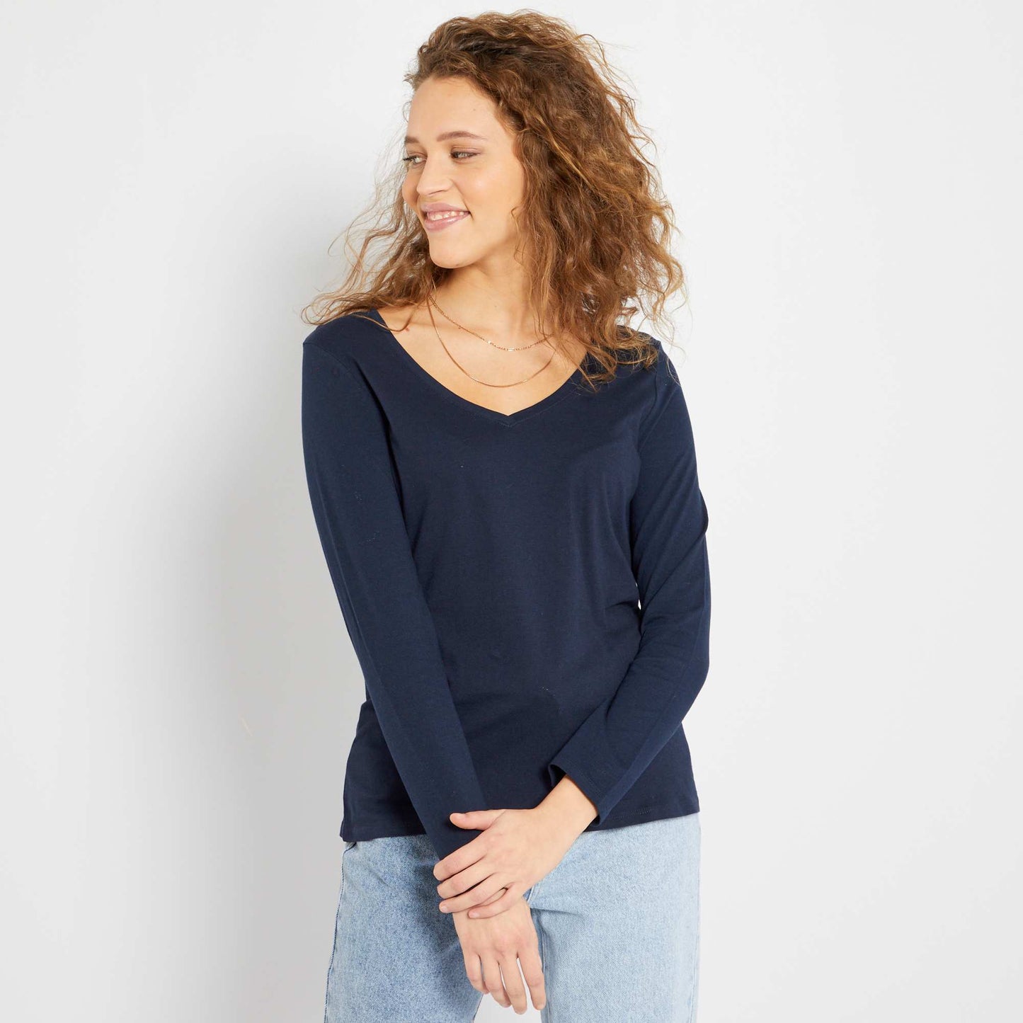 V-neck T-shirt BLUE