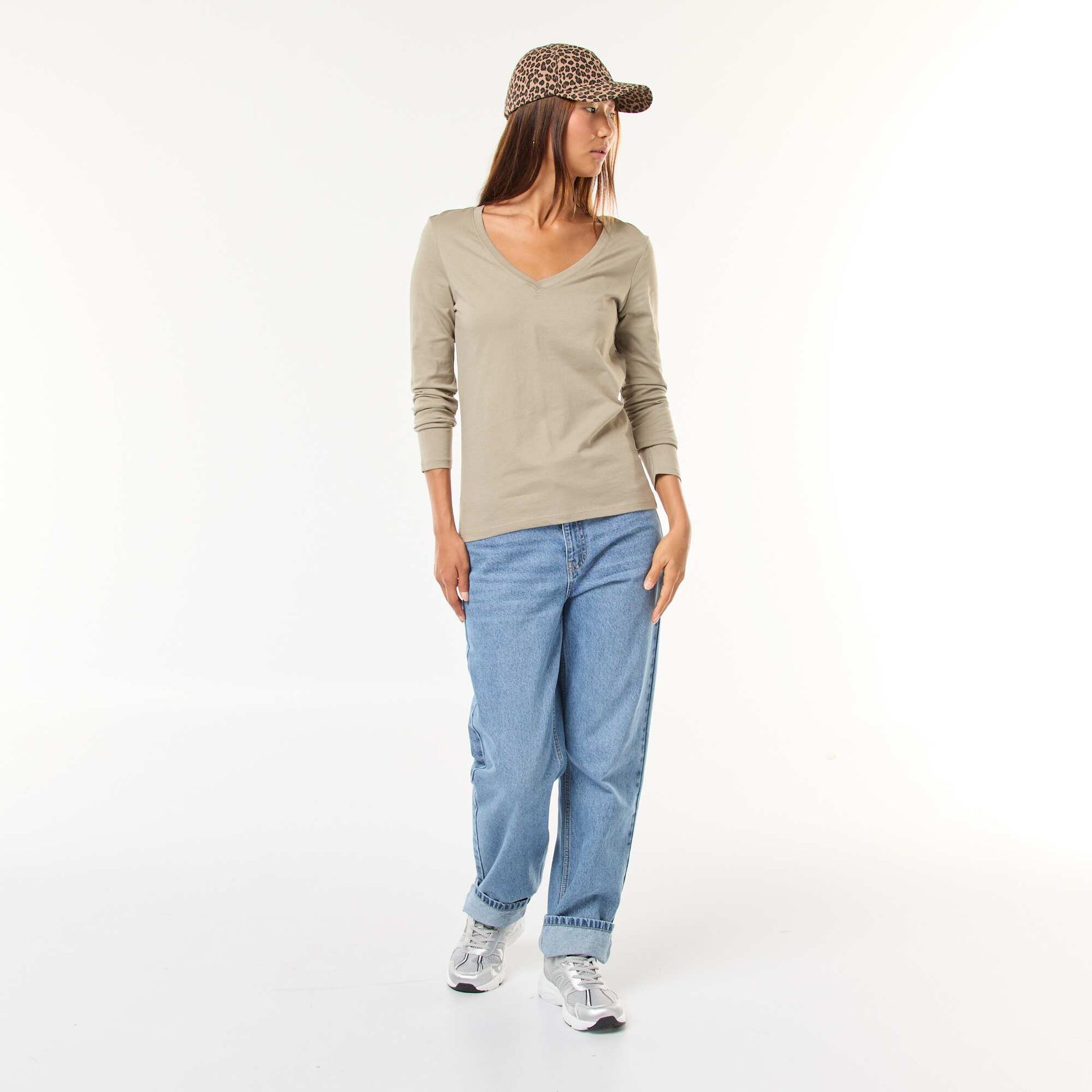V-neck T-shirt GREEN