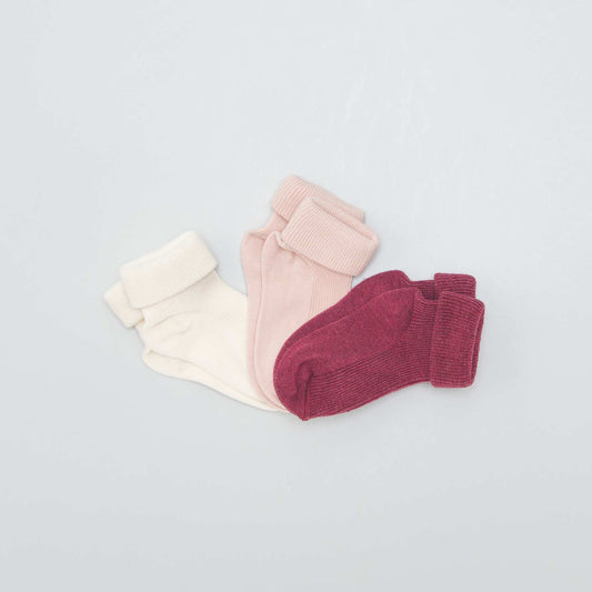 Pack of 3 pairs of organic cotton socks NEWPINK