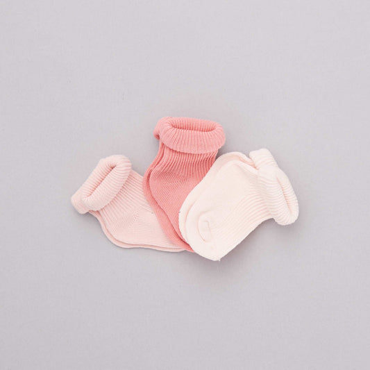 Pack of 3 pairs of organic cotton socks PINK