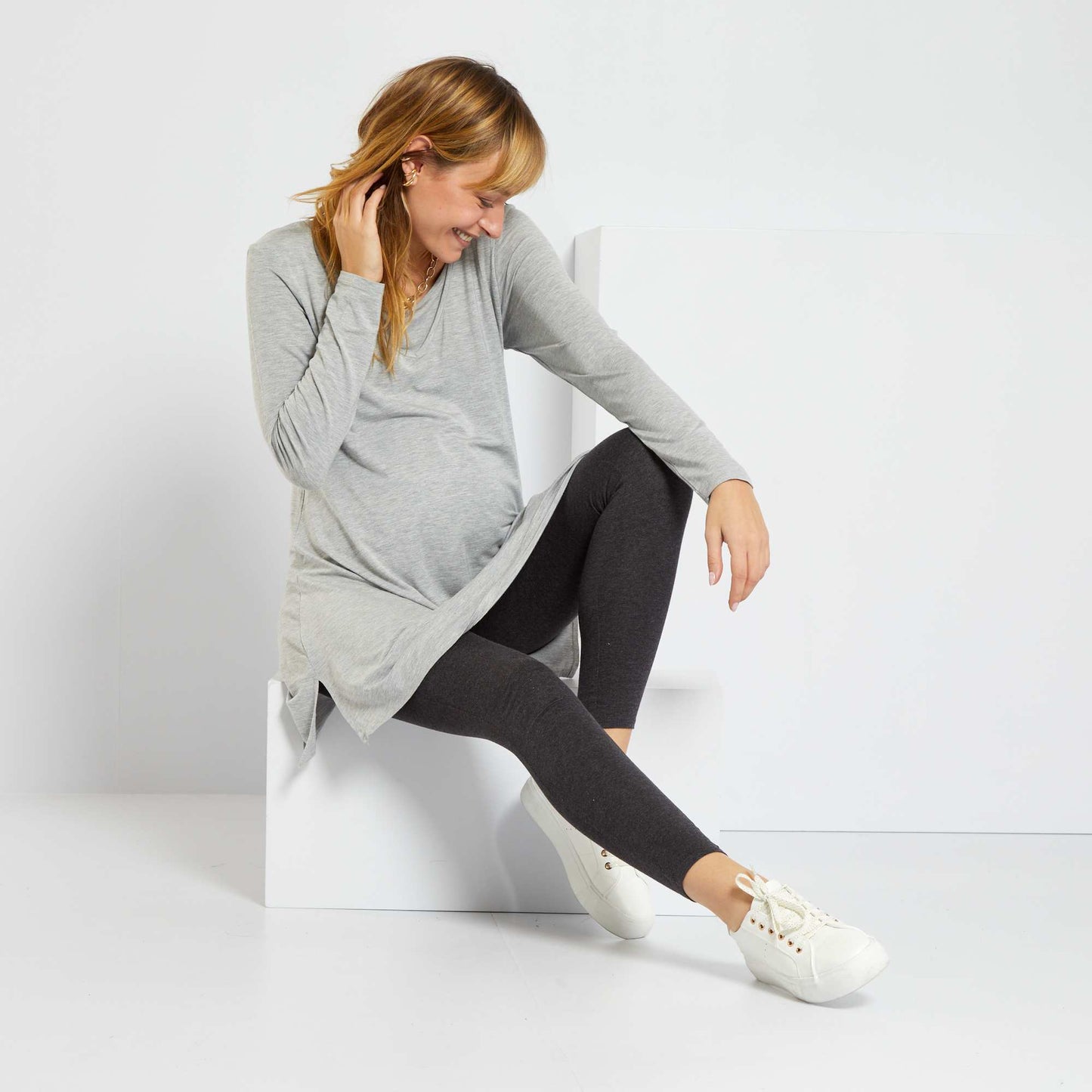 Stretch knit maternity leggings GREY