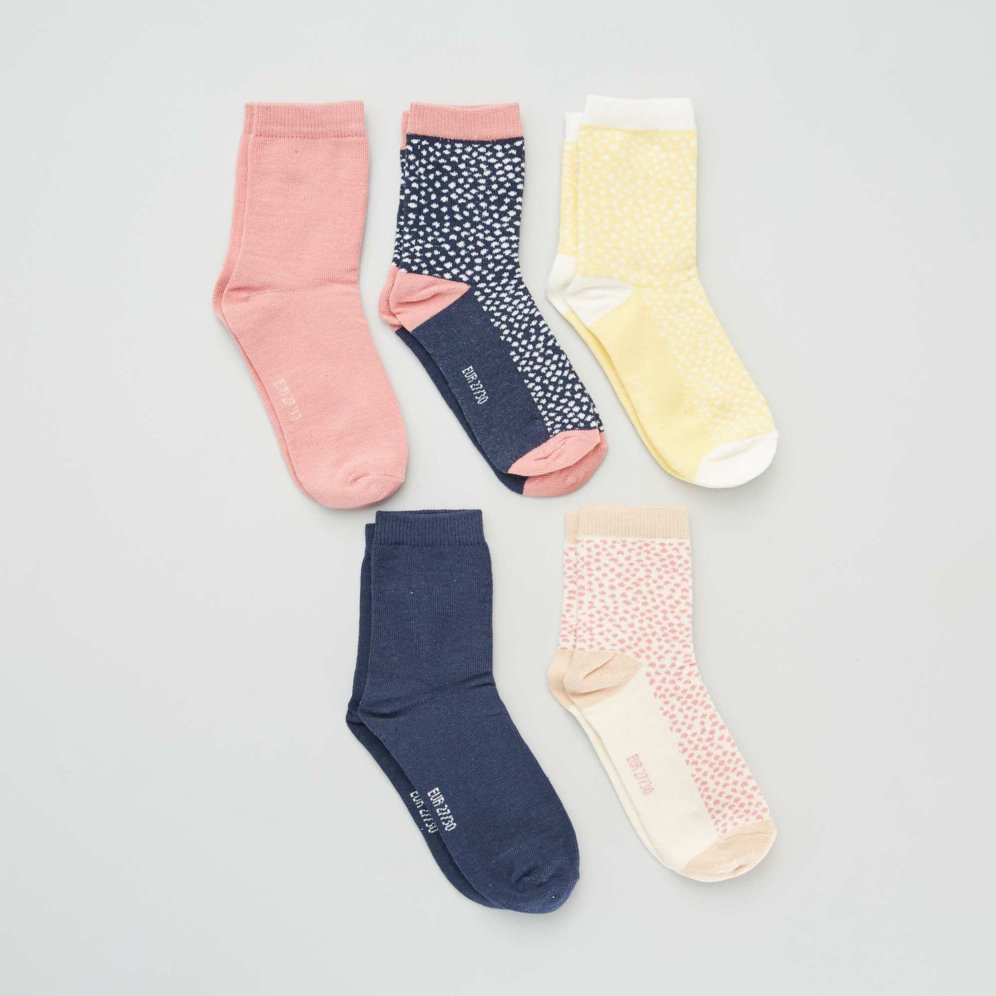 Pack of 5 pairs of polka dot socks PINK