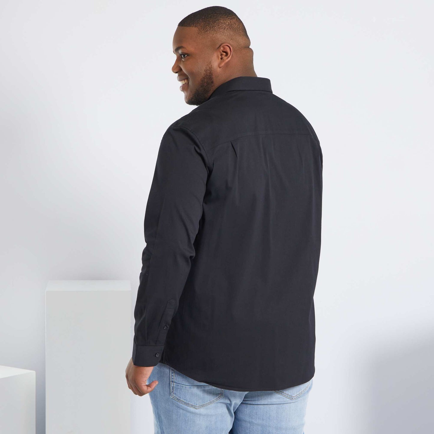 Stretch twill shirt Black