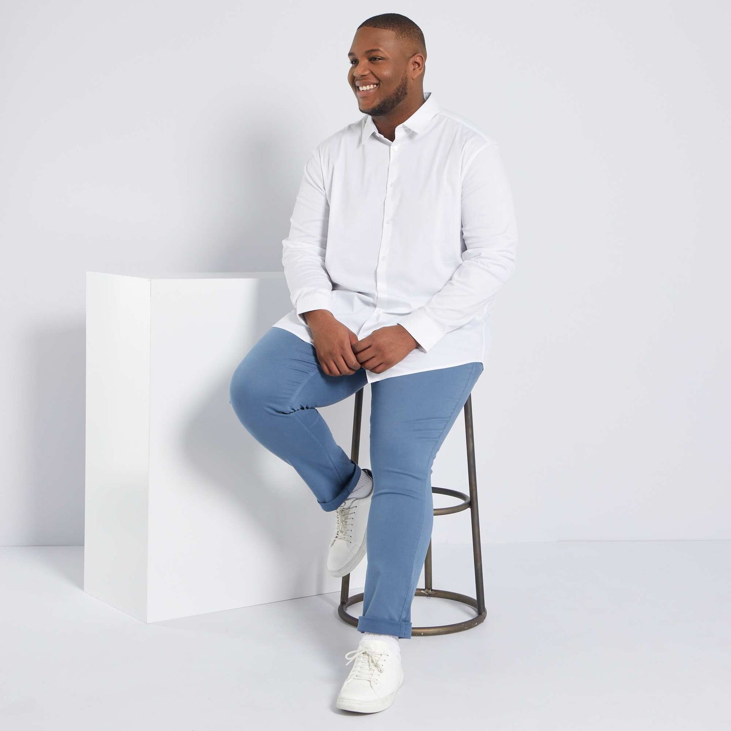 Stretch twill shirt White