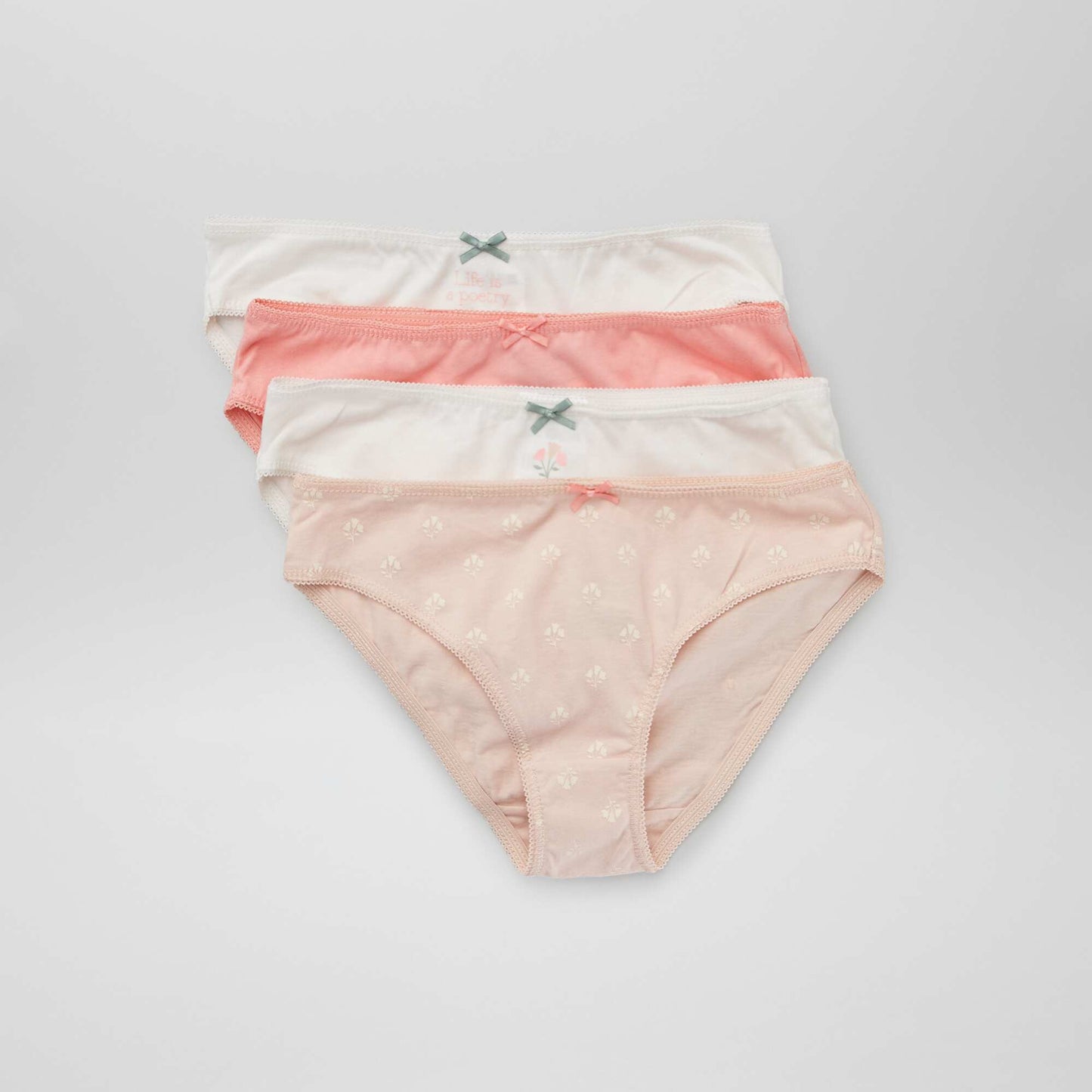 Jersey briefs with pretty bow - Pack of 4 PINK