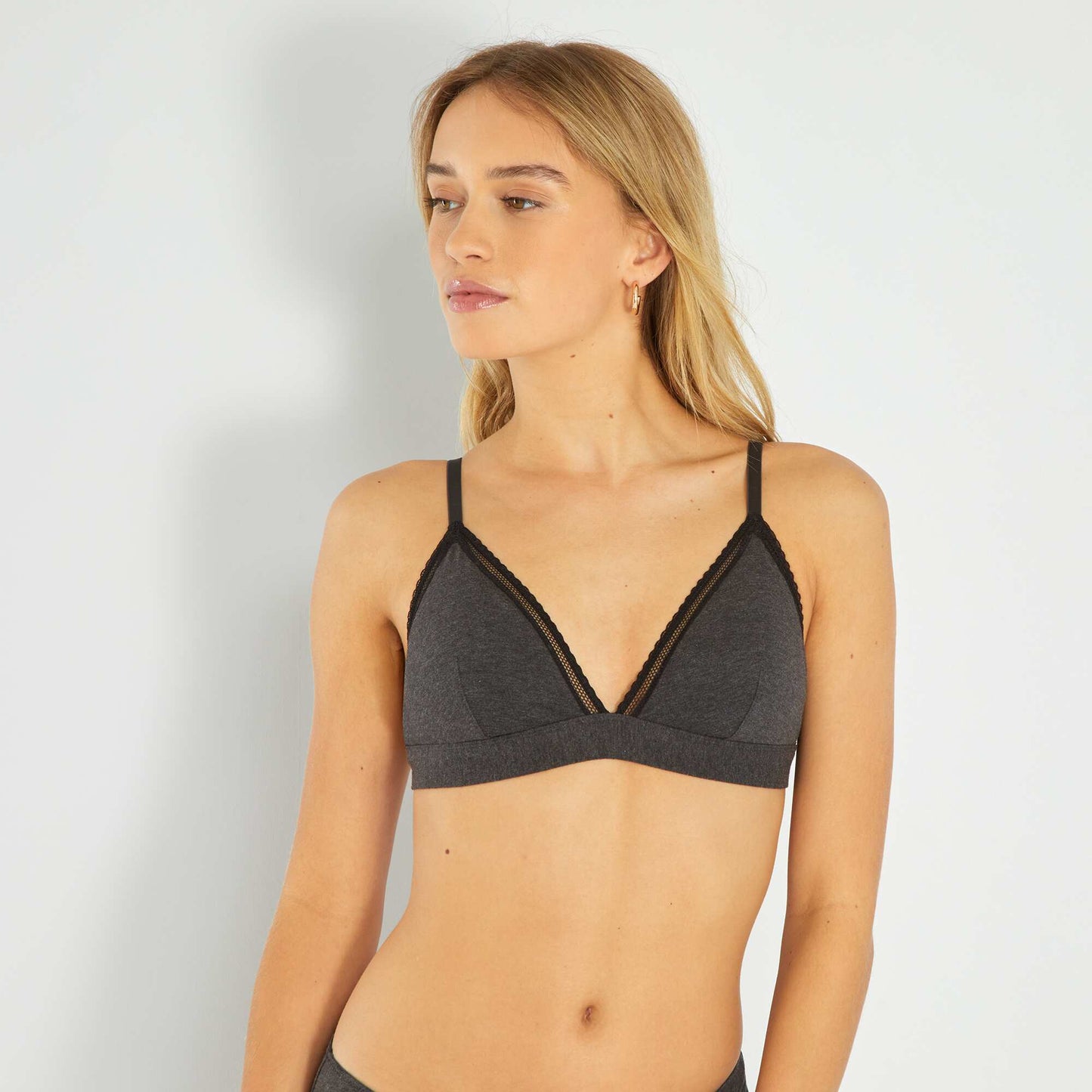 Triangle bra with removable pads GREY