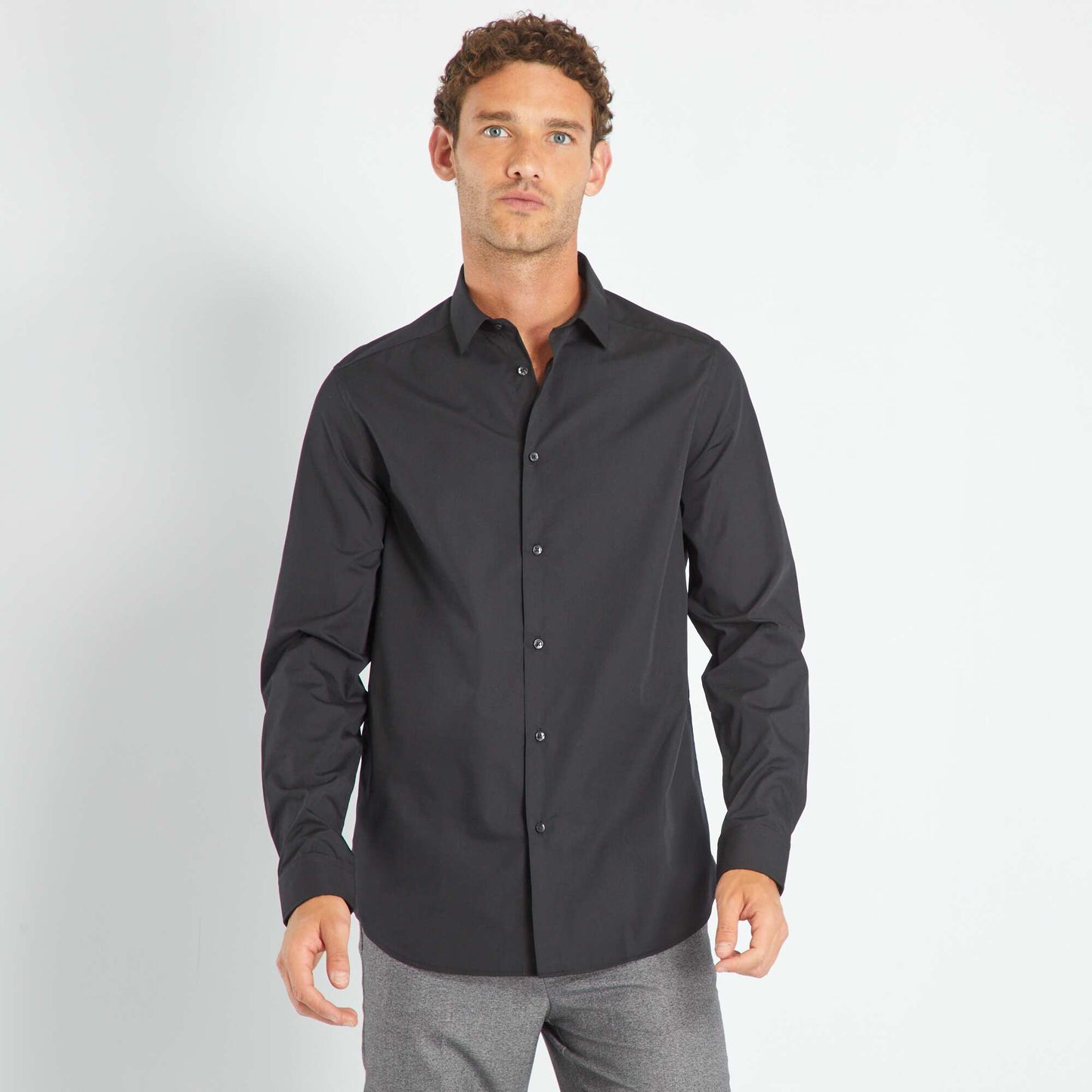 Straight-cut shirt Black