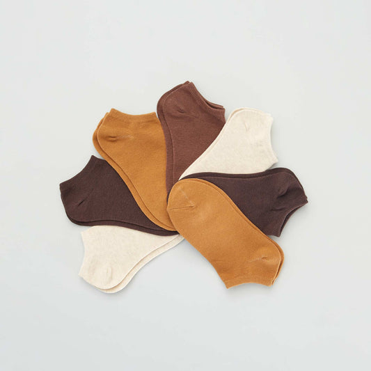 Pack of 7 pairs of trainer socks CHOCOLATE