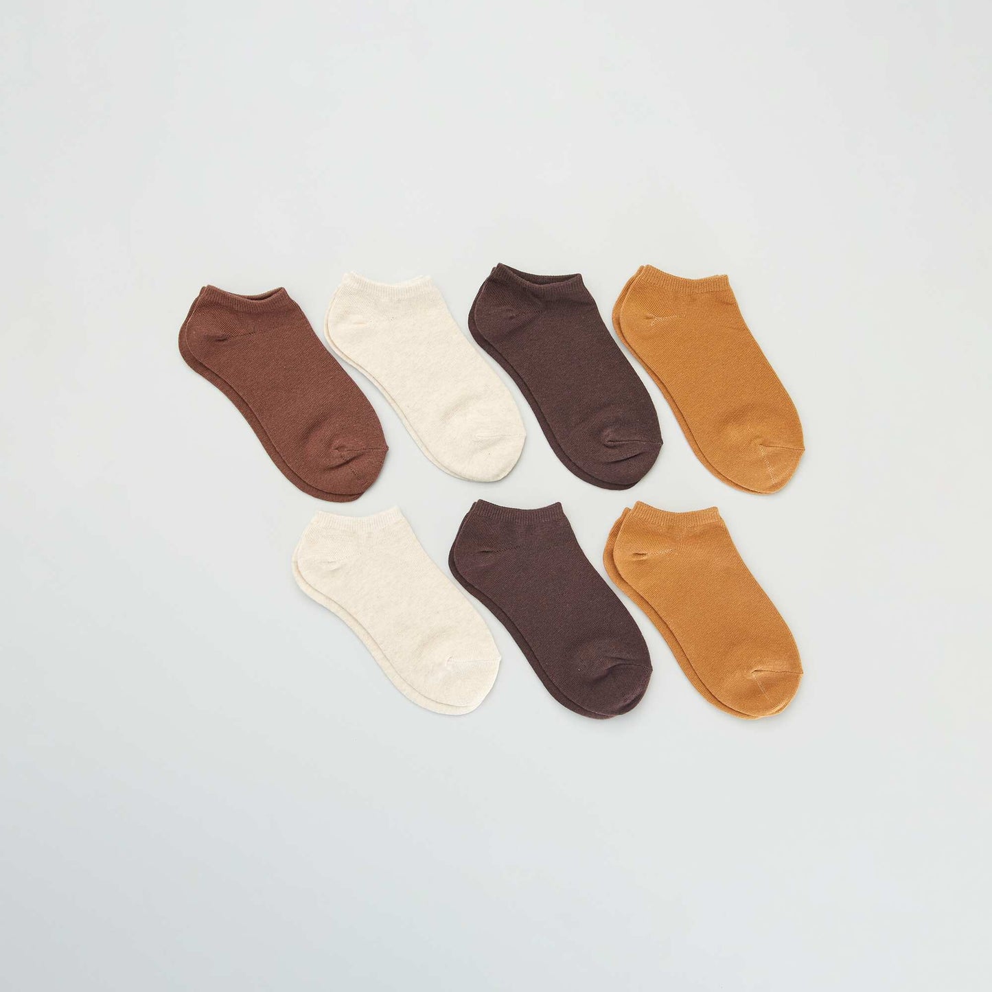 Pack of 7 pairs of trainer socks CHOCOLATE