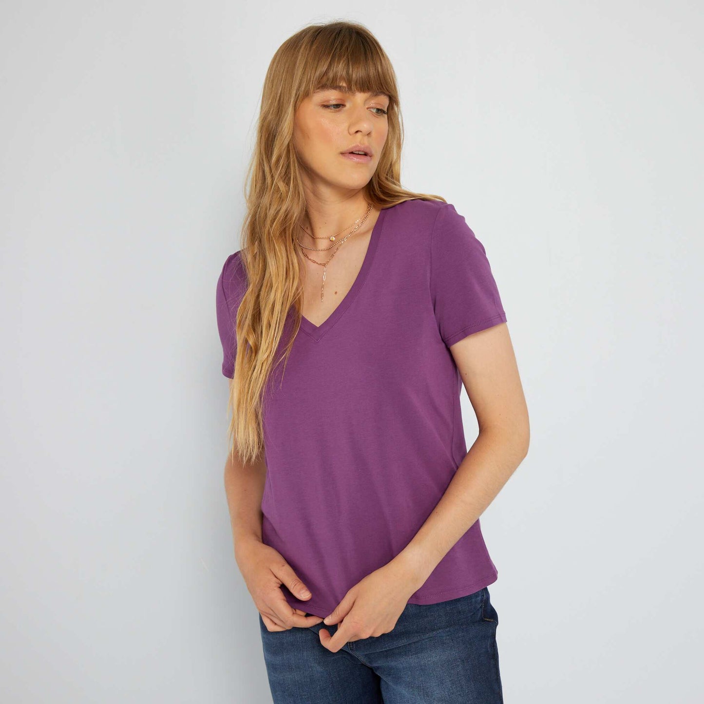 V-neck T-shirt PASSI PINK