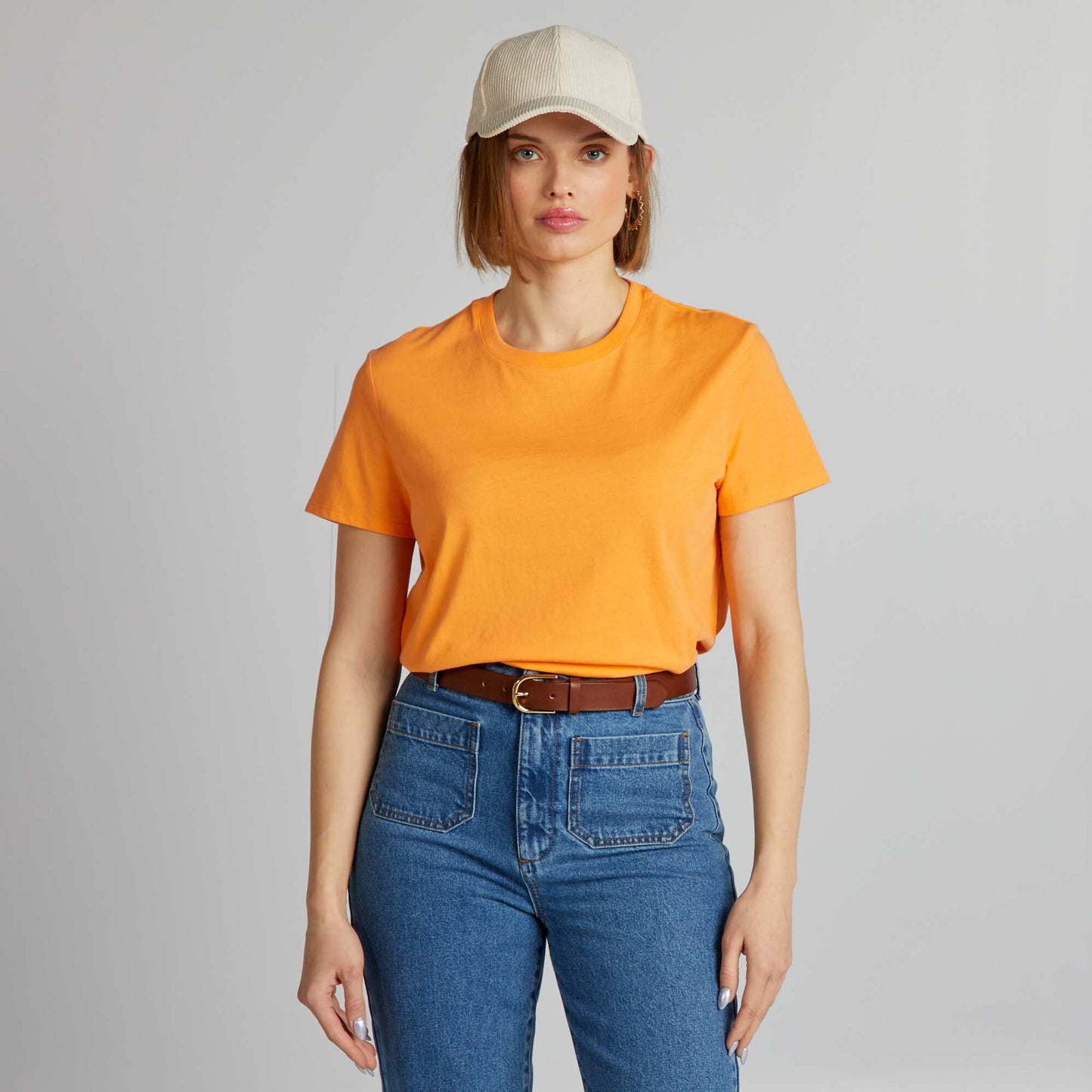 Plain jersey T-shirt ORANGE