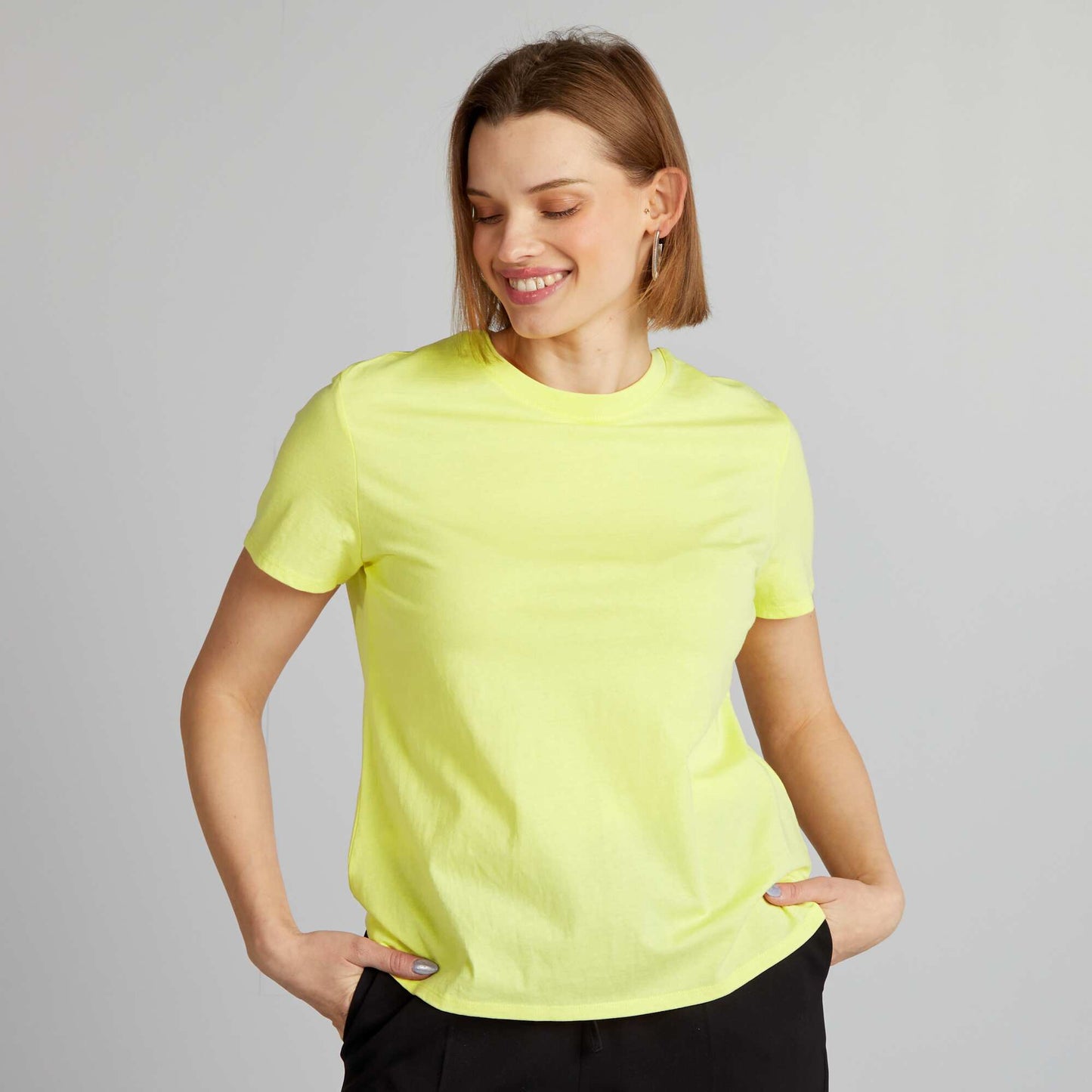 Plain jersey T-shirt pale yellow