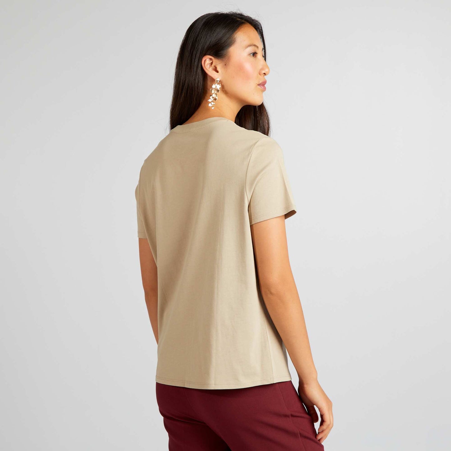 Plain jersey T-shirt BEIGE