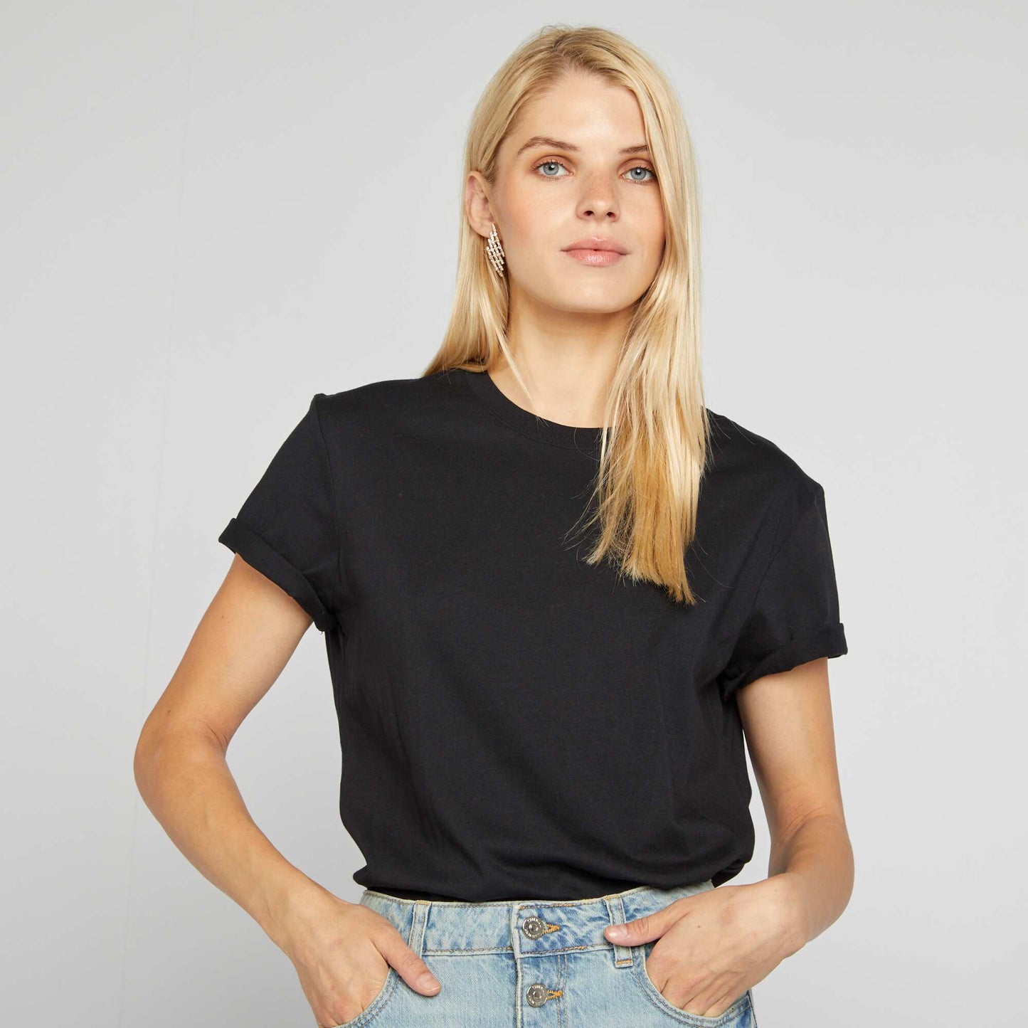 Plain jersey T-shirt BLACK