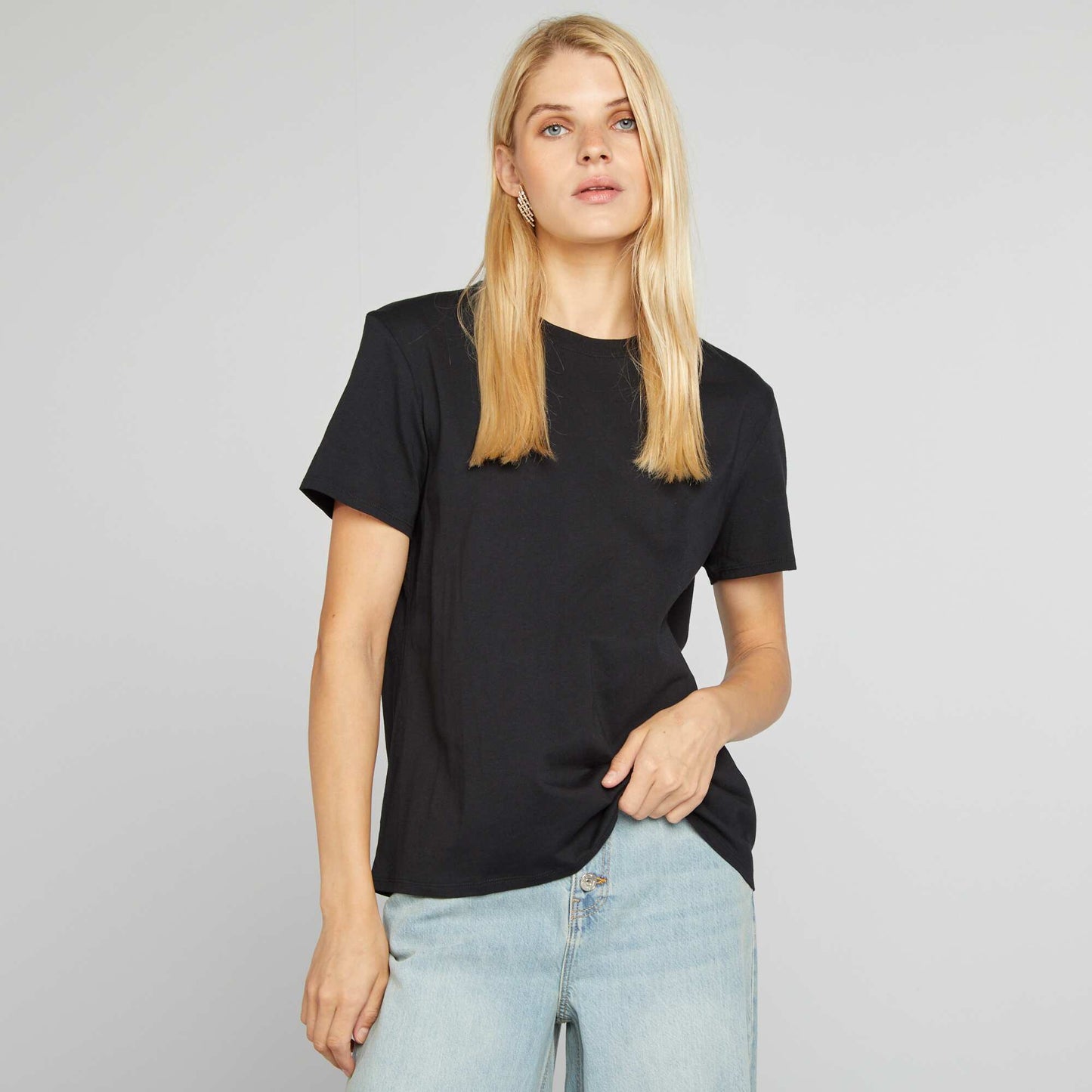 Plain jersey T-shirt BLACK