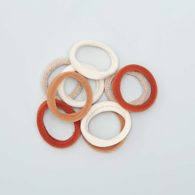 Pack of 10 elasticated hair bands BEIGE