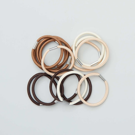 Pack of 15 elasticated hair bands BEIGE