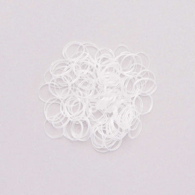 Pack of 100 transparent elasticated hair bands transparant