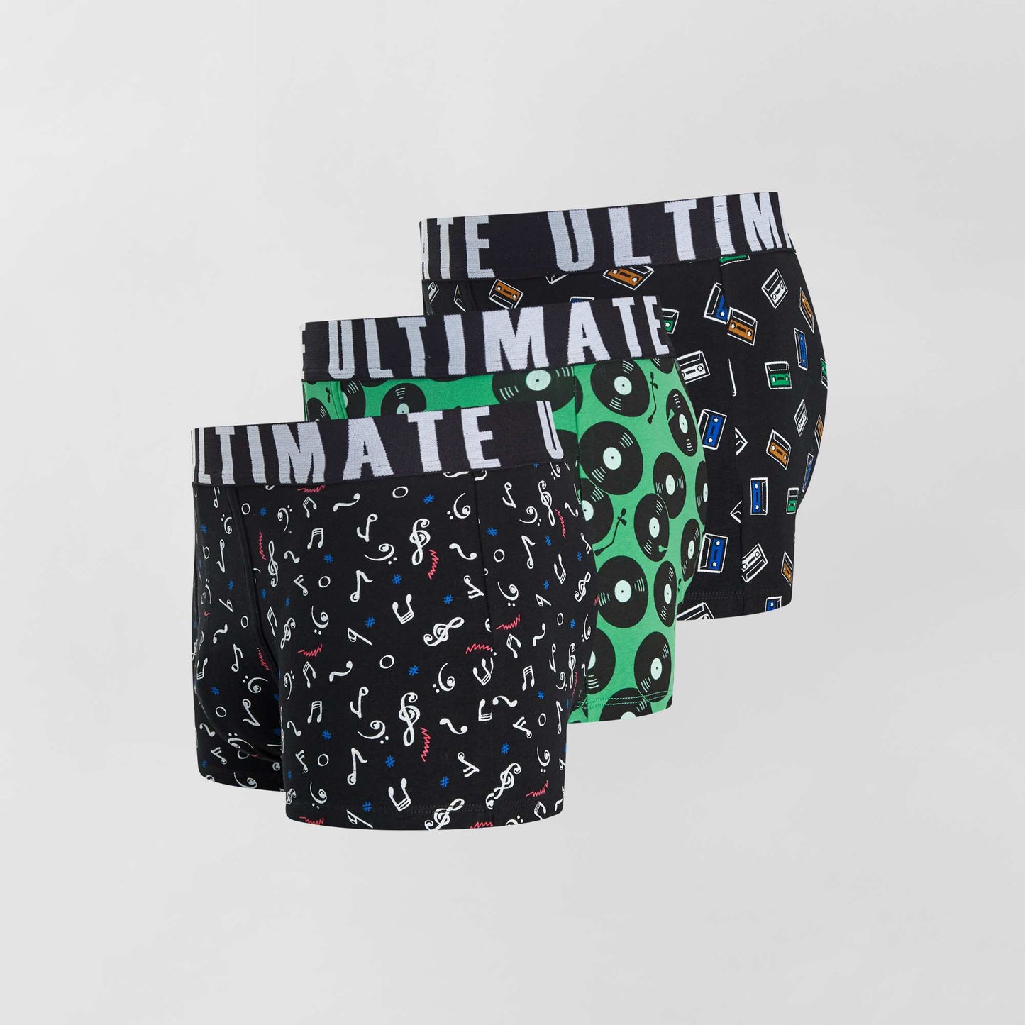 Pack of 3 patterned boxer shorts BLACK