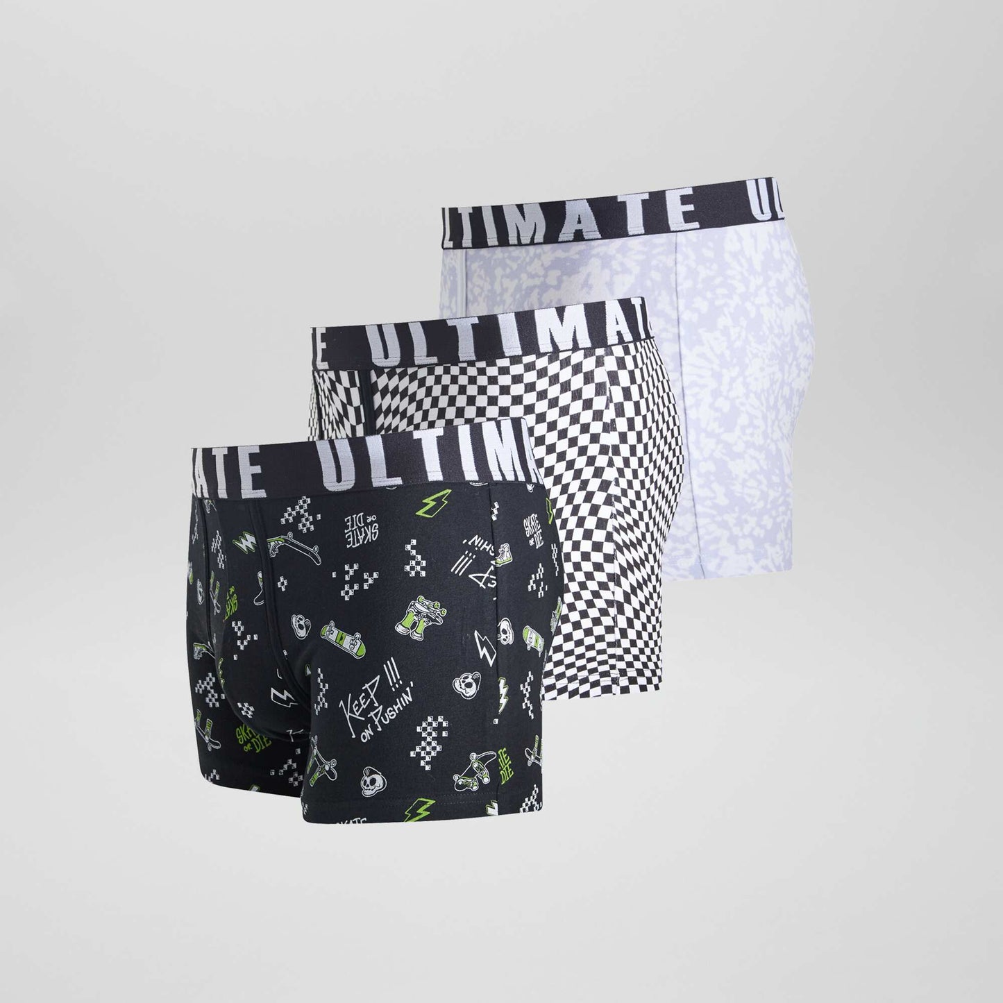 Pack of 3 patterned boxer shorts PURPLE