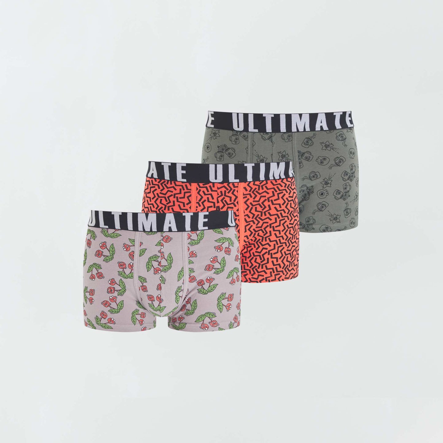 Pack of 3 patterned boxer shorts CHERRY