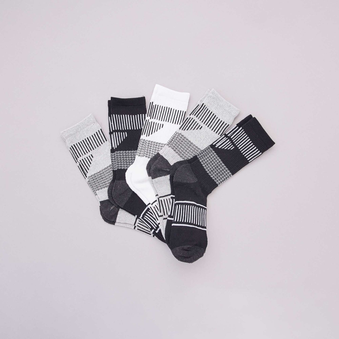 Pack of 5 pairs of sports socks BLACK