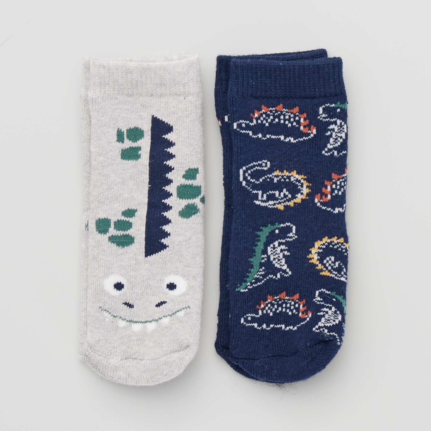 Pack of 2 pairs of non-slip socks grey/navy