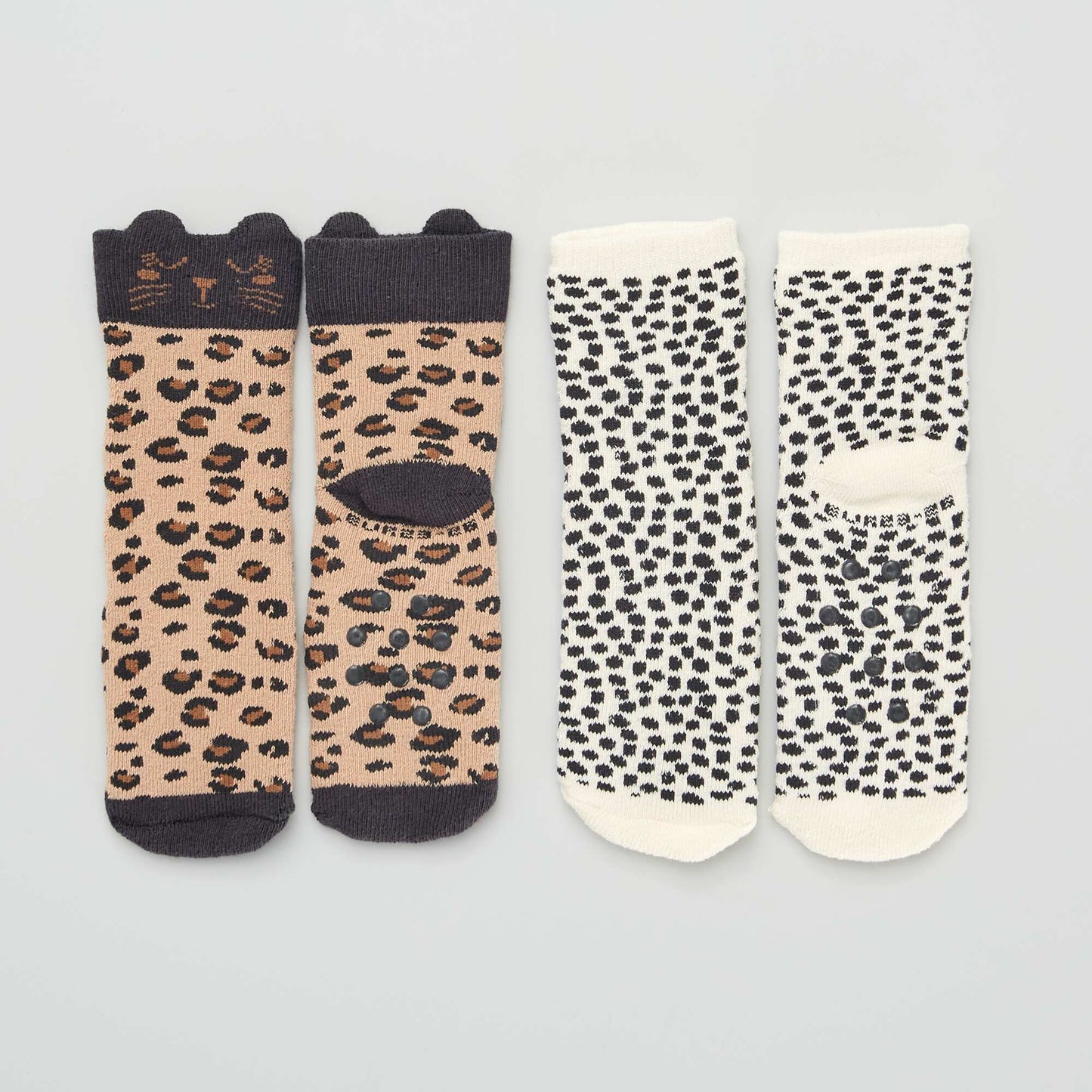 Pack of 2 pairs of non-slip socks LEOPARD