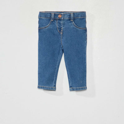 Slim-fit stretchy jeans with adjustable waist BLUE