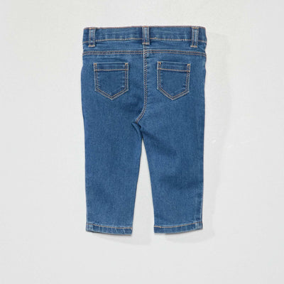 Slim-fit stretchy jeans with adjustable waist BLUE