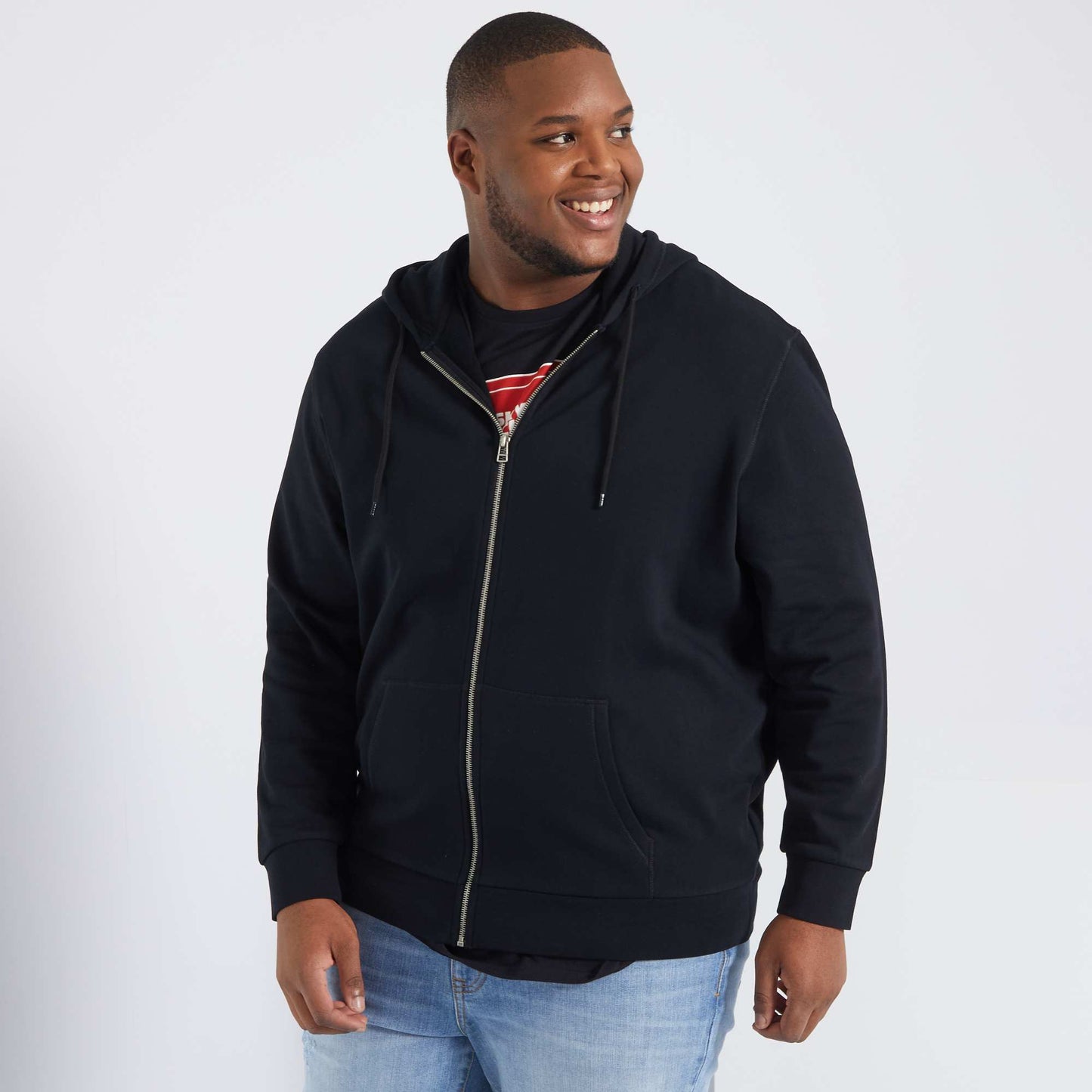 Eco-design zip-up hoodie Black