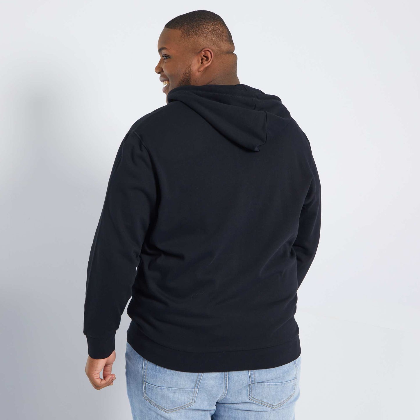 Eco-design zip-up hoodie Black