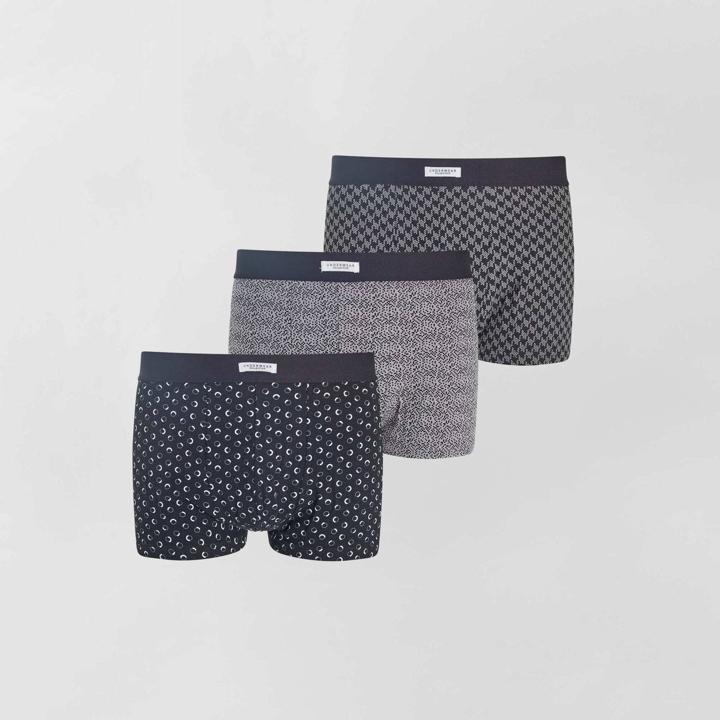 Pack of 3 pairs of cotton boxer shorts BLACK