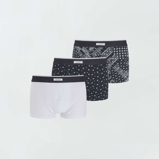 Pack of 3 pairs of cotton boxer shorts BLACK_W